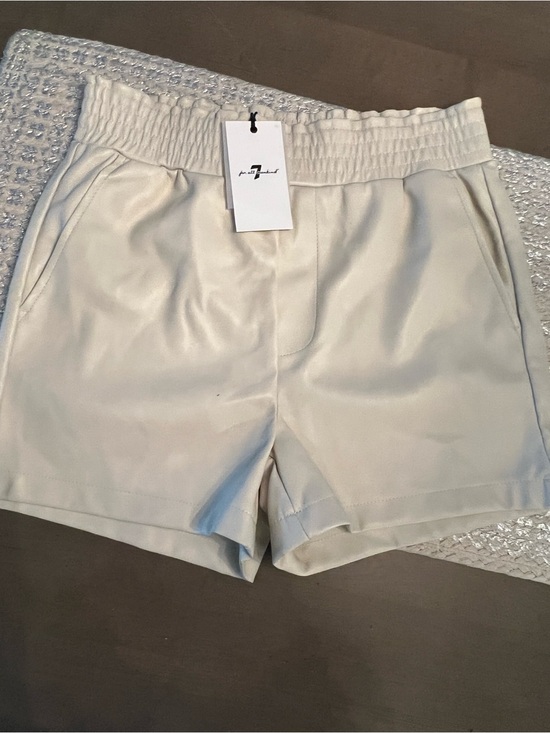 7 For All Mankind Pants - 7 For All Mankind Cream Pleather Shorts